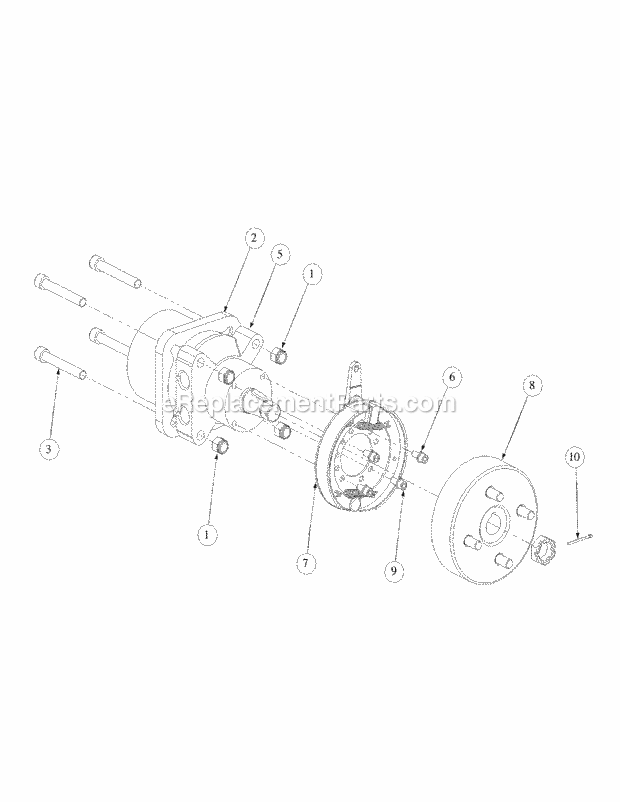 Brake Motor Mount And Hub Diagram and Parts List for M60-KW 53BB5D8X750 Cub Cadet Sprayer